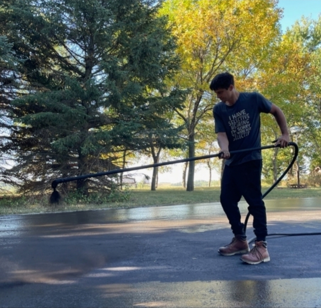 Rich black sealcoated parking lot